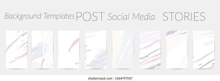 Creative backgrounds for social media. Editable story templates. Pastel colored with hand drawn scribbles promotional backgrounds for social media apps.
