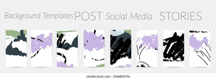 Creative backgrounds for social media. Editable story templates. Pastel colored with hand drawn scribbles promotional backgrounds for social media apps.
