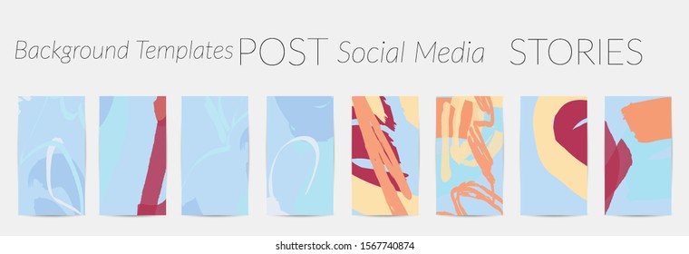Creative backgrounds for social media. Editable story templates. Pastel colored with hand drawn scribbles promotional backgrounds for social media apps.