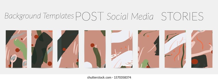 Creative backgrounds for social media. Editable story templates. Pastel colored with hand drawn scribbles promotional backgrounds for social media apps.