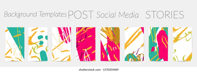 Creative backgrounds for social media. Editable story templates. Pastel colored with hand drawn scribbles promotional backgrounds for social media apps.