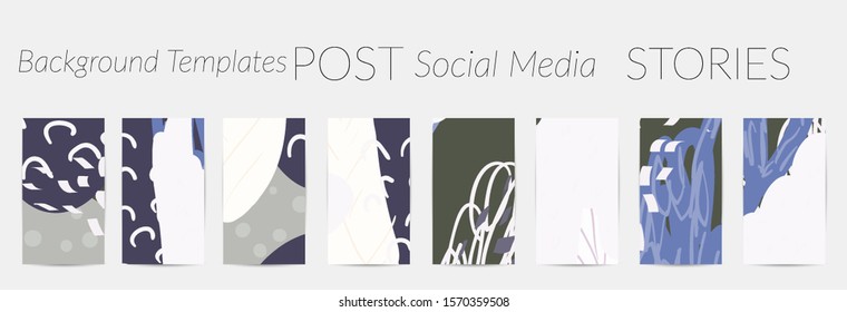 Creative backgrounds for social media. Editable story templates. Pastel colored with hand drawn scribbles promotional backgrounds for social media apps.