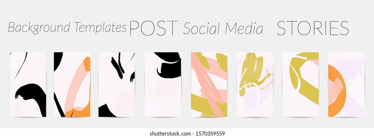 Creative backgrounds for social media. Editable story templates. Pastel colored with hand drawn scribbles promotional backgrounds for social media apps.