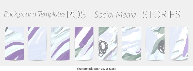 Fondos creativos para las redes sociales. Plantillas editables de la historia. Pastel coloreado con garabatos dibujados a mano fondos promocionales para App de medios sociales.