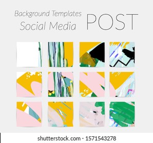 Creative backgrounds for social media. Editable story templates. Bright colored with hand drawn scribbles promotional backgrounds for social media apps.
