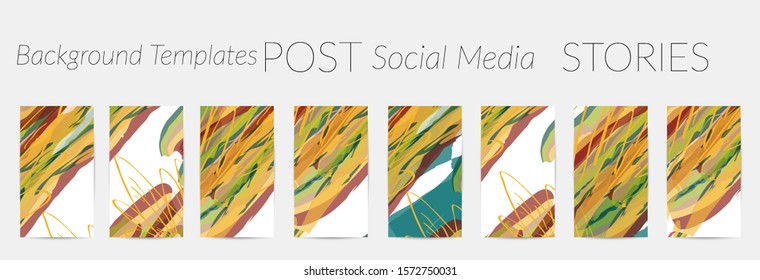 Creative backgrounds for social media. Editable story templates. Pastel colored with hand drawn scribbles promotional backgrounds for social media apps.