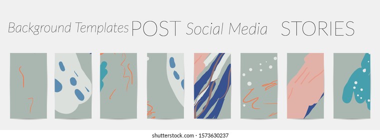 Creative backgrounds for social media. Editable story templates. Pastel colored with hand drawn scribbles promotional backgrounds for social media apps.