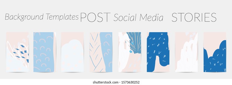 Creative backgrounds for social media. Editable story templates. Pastel colored with hand drawn scribbles promotional backgrounds for social media apps.