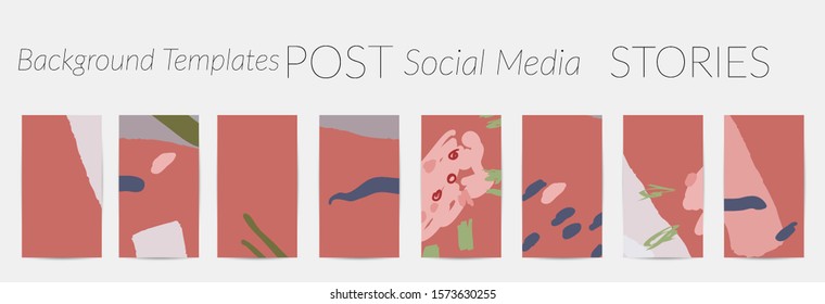 Creative backgrounds for social media. Editable story templates. Pastel colored with hand drawn scribbles promotional backgrounds for social media apps.