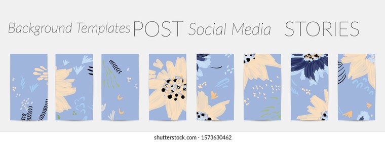 Creative backgrounds for social media. Editable story templates. Pastel colored with hand drawn scribbles promotional backgrounds for social media apps.