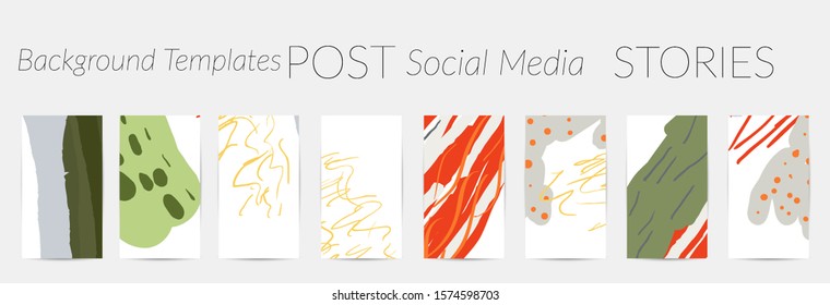 Creative backgrounds for social media. Editable story templates. Pastel colored with hand drawn scribbles promotional backgrounds for social media apps.