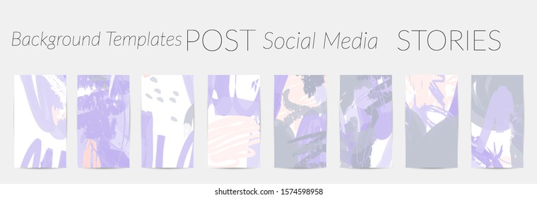 Creative backgrounds for social media. Editable story templates. Pastel colored with hand drawn scribbles promotional backgrounds for social media apps.