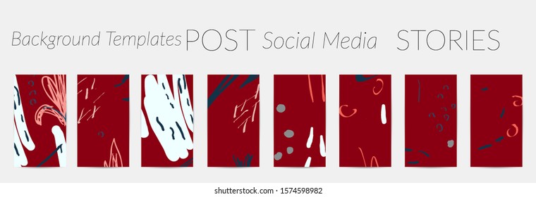 Creative backgrounds for social media. Editable story templates. Pastel colored with hand drawn scribbles promotional backgrounds for social media apps.