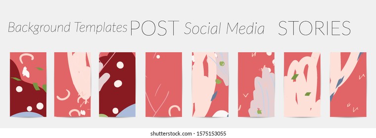 Creative backgrounds for social media. Editable story templates. Pastel colored with hand drawn scribbles promotional backgrounds for social media apps.