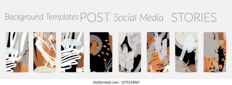 Creative backgrounds for social media. Editable story templates. Pastel colored with hand drawn scribbles promotional backgrounds for social media apps.