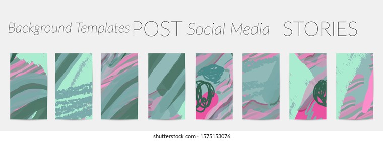 Creative backgrounds for social media. Editable story templates. Pastel colored with hand drawn scribbles promotional backgrounds for social media apps.