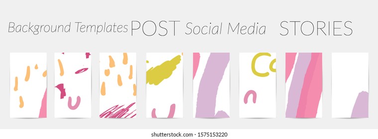 Creative backgrounds for social media. Editable story templates. Pastel colored with hand drawn scribbles promotional backgrounds for social media apps.