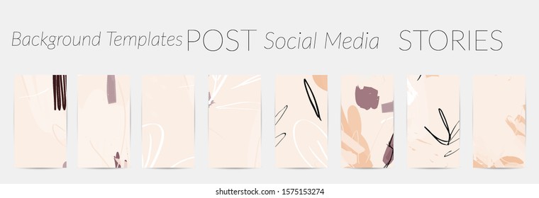 Creative backgrounds for social media. Editable story templates. Pastel colored with hand drawn scribbles promotional backgrounds for social media apps.