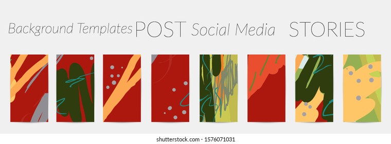 Creative backgrounds for social media. Editable story templates. Pastel colored with hand drawn scribbles promotional backgrounds for social media apps.