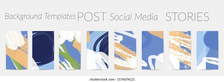 Creative backgrounds for social media. Editable story templates. Pastel colored with hand drawn scribbles promotional backgrounds for social media apps.