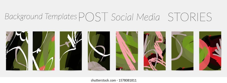 Creative backgrounds for social media. Editable story templates. Pastel colored with hand drawn scribbles promotional backgrounds for social media apps.