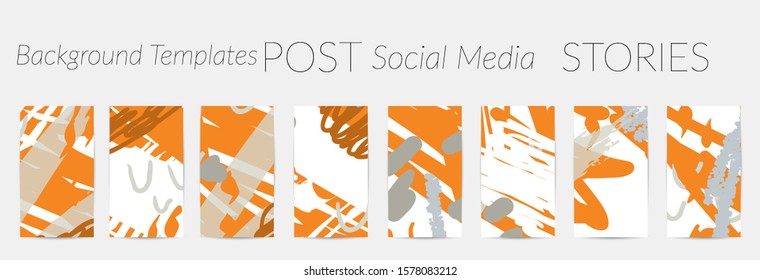 Creative backgrounds for social media. Editable story templates. Pastel colored with hand drawn scribbles promotional backgrounds for social media apps.
