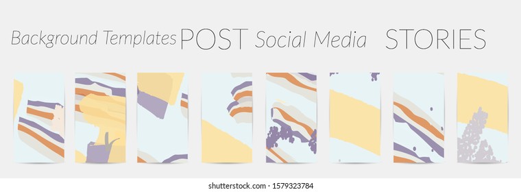 Creative backgrounds for social media. Editable story templates. Pastel colored with hand drawn scribbles promotional backgrounds for social media apps.