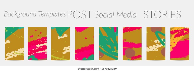Creative backgrounds for social media. Editable story templates. Pastel colored with hand drawn scribbles promotional backgrounds for social media apps.