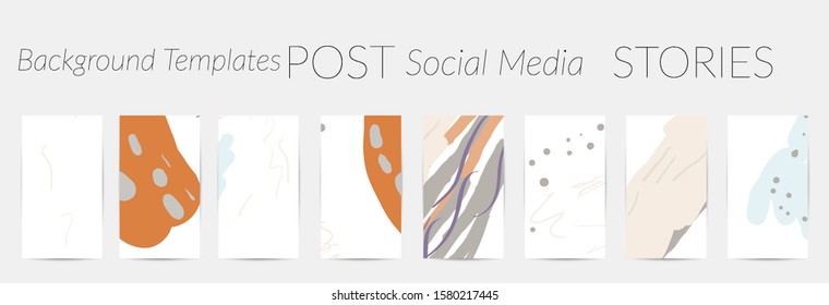Creative backgrounds for social media. Editable story templates. Pastel colored with hand drawn scribbles promotional backgrounds for social media apps.