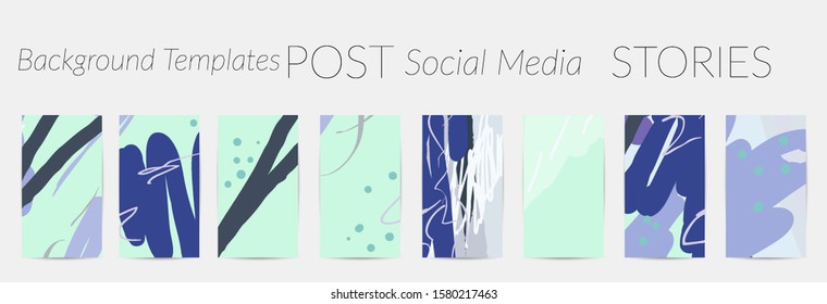 Creative backgrounds for social media. Editable story templates. Pastel colored with hand drawn scribbles promotional backgrounds for social media apps.