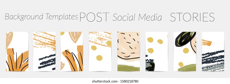Creative backgrounds for social media. Editable story templates. Pastel colored with hand drawn scribbles promotional backgrounds for social media apps.
