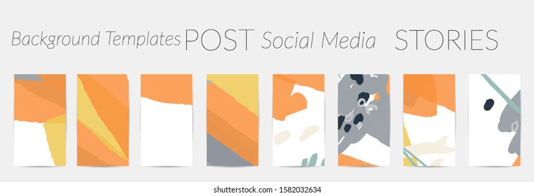 Creative backgrounds for social media. Editable story templates. Pastel colored with hand drawn scribbles promotional backgrounds for social media apps.