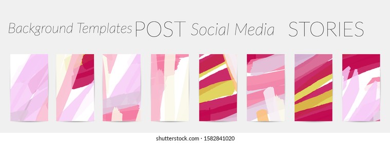 Creative backgrounds for social media. Editable story templates. Pastel colored with hand drawn scribbles promotional backgrounds for social media apps.