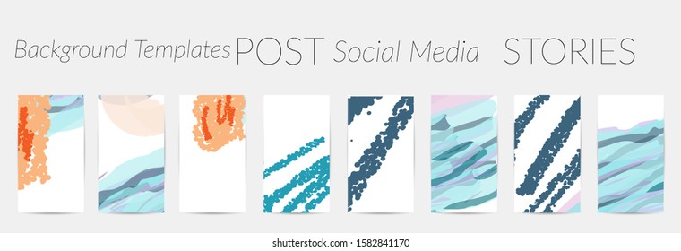 Creative backgrounds for social media. Editable story templates. Pastel colored with hand drawn scribbles promotional backgrounds for social media apps.