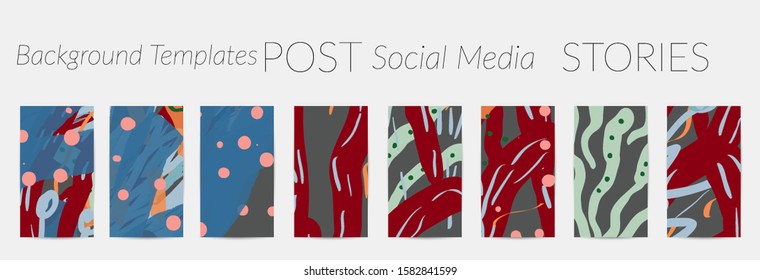 Creative backgrounds for social media. Editable story templates. Pastel colored with hand drawn scribbles promotional backgrounds for social media apps.