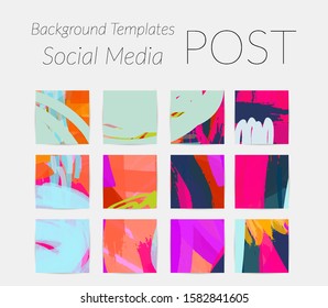 Creative backgrounds for social media. Editable story templates. Bright colored with hand drawn scribbles promotional backgrounds for social media apps.