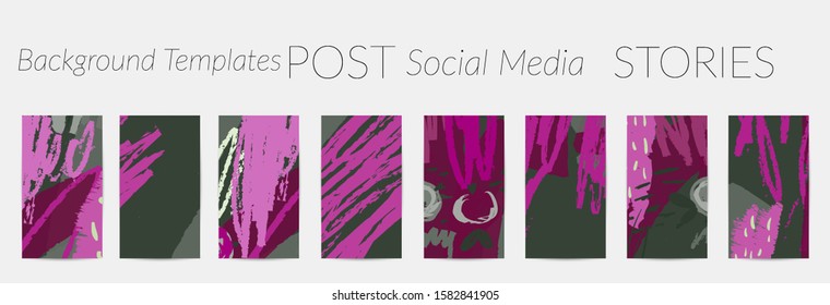 Creative backgrounds for social media. Editable story templates. Pastel colored with hand drawn scribbles promotional backgrounds for social media apps.