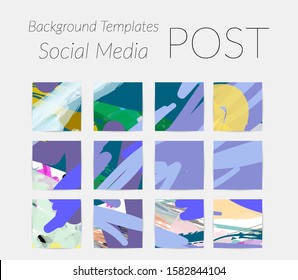 Creative backgrounds for social media. Editable story templates. Bright colored with hand drawn scribbles promotional backgrounds for social media apps.