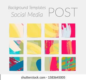 Creative backgrounds for social media. Editable story templates. Bright colored with hand drawn scribbles promotional backgrounds for social media apps.