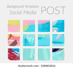 Creative backgrounds for social media. Editable story templates. Bright colored with hand drawn scribbles promotional backgrounds for social media apps.