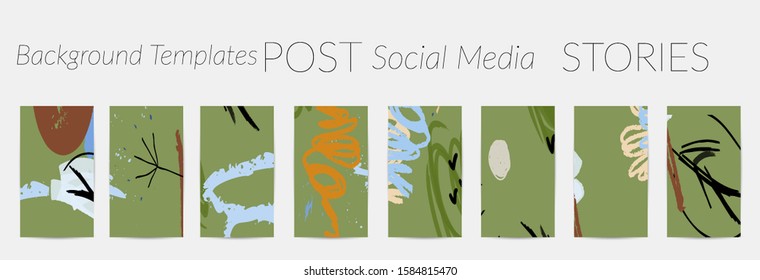Creative backgrounds for social media. Editable story templates. Pastel colored with hand drawn scribbles promotional backgrounds for social media apps.