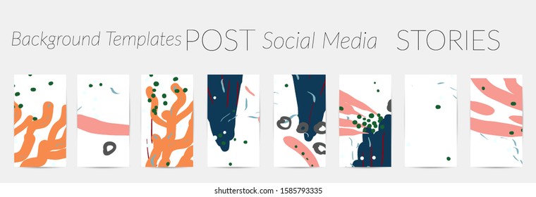 Creative backgrounds for social media. Editable story templates. Pastel colored with hand drawn scribbles promotional backgrounds for social media apps.