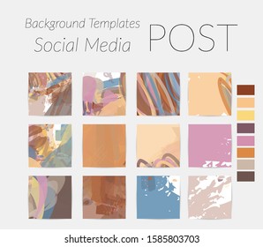 Creative backgrounds for social media. Editable story templates. Bright colored with hand drawn scribbles promotional backgrounds for social media apps.