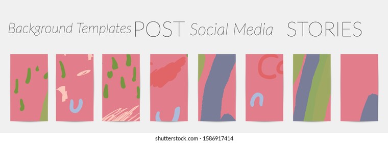 Creative backgrounds for social media. Editable story templates. Pastel colored with hand drawn scribbles promotional backgrounds for social media apps.