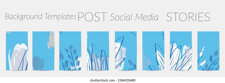 Creative backgrounds for social media. Editable story templates. Pastel colored with hand drawn scribbles promotional backgrounds for social media apps.