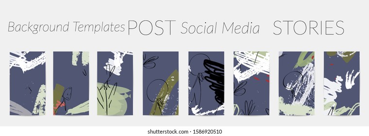 Creative backgrounds for social media. Editable story templates. Pastel colored with hand drawn scribbles promotional backgrounds for social media apps.