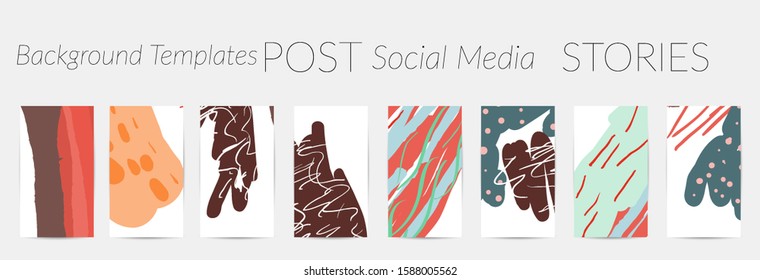 Creative backgrounds for social media. Editable story templates. Pastel colored with hand drawn scribbles promotional backgrounds for social media apps.