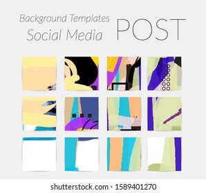Creative backgrounds for social media. Editable story templates. Bright colored with hand drawn scribbles promotional backgrounds for social media apps.