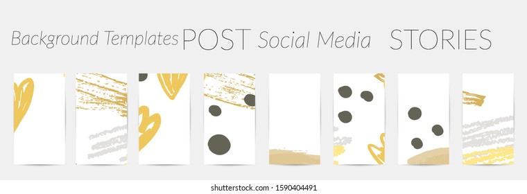 Creative backgrounds for social media. Editable story templates. Pastel colored with hand drawn scribbles promotional backgrounds for social media apps.