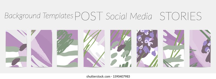 Creative backgrounds for social media. Editable story templates. Pastel colored with hand drawn scribbles promotional backgrounds for social media apps.